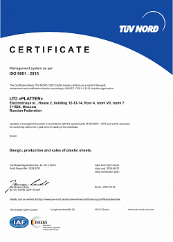 Certificate ISO 9001:2015
